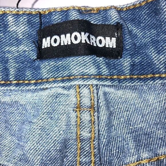 Momokrom High Waisted Straight‎ Leg Mom Super Distressed Raw Hem Jean Size 6 - Picture 11 of 13
